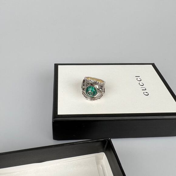 NIB Gucci Garden GG Malachite Ring in Silver Size 12 - Picture 14 of 14